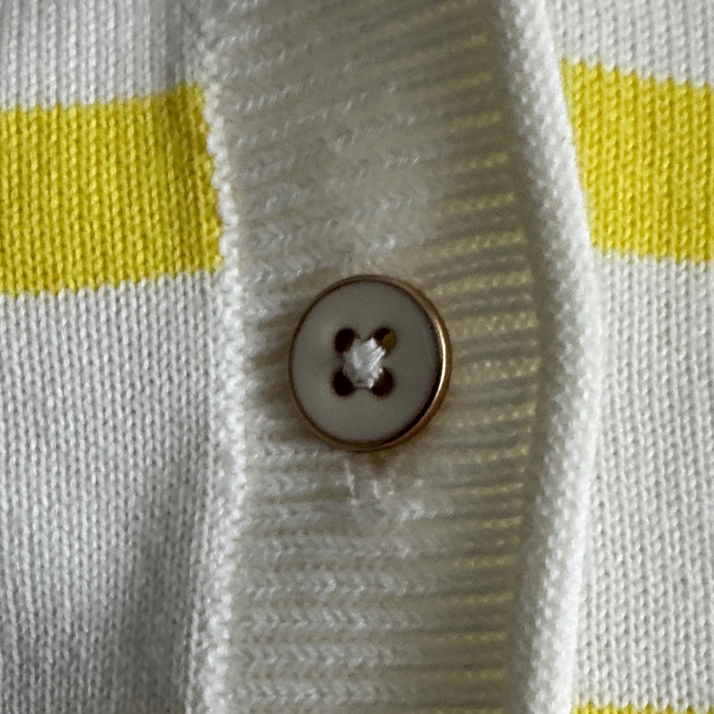 Talbots Yellow and White Striped Cardigan - Picture 3 of 5